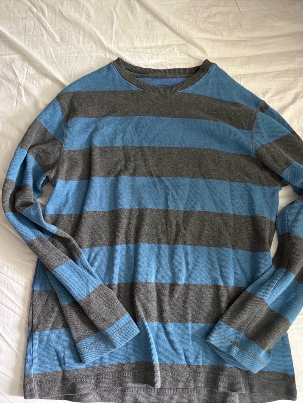 George Blue and Gray Striped Long-Sleeve Tee